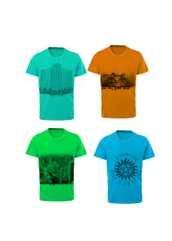 Stylish T18,4Pcs Set Assorted Color T-Shirt Unisex